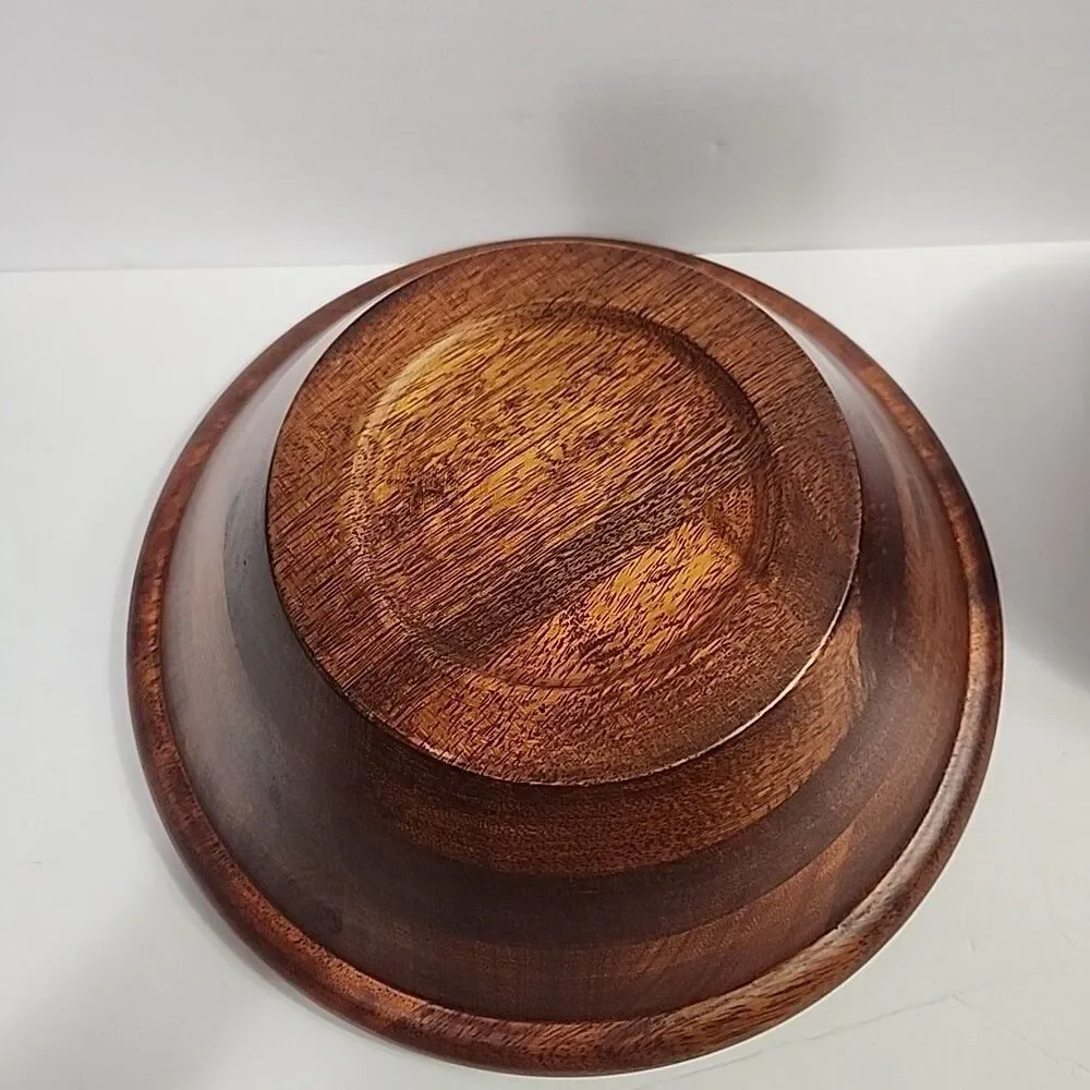 Large Wooden Salad Bowl w/4 Serving Bowls